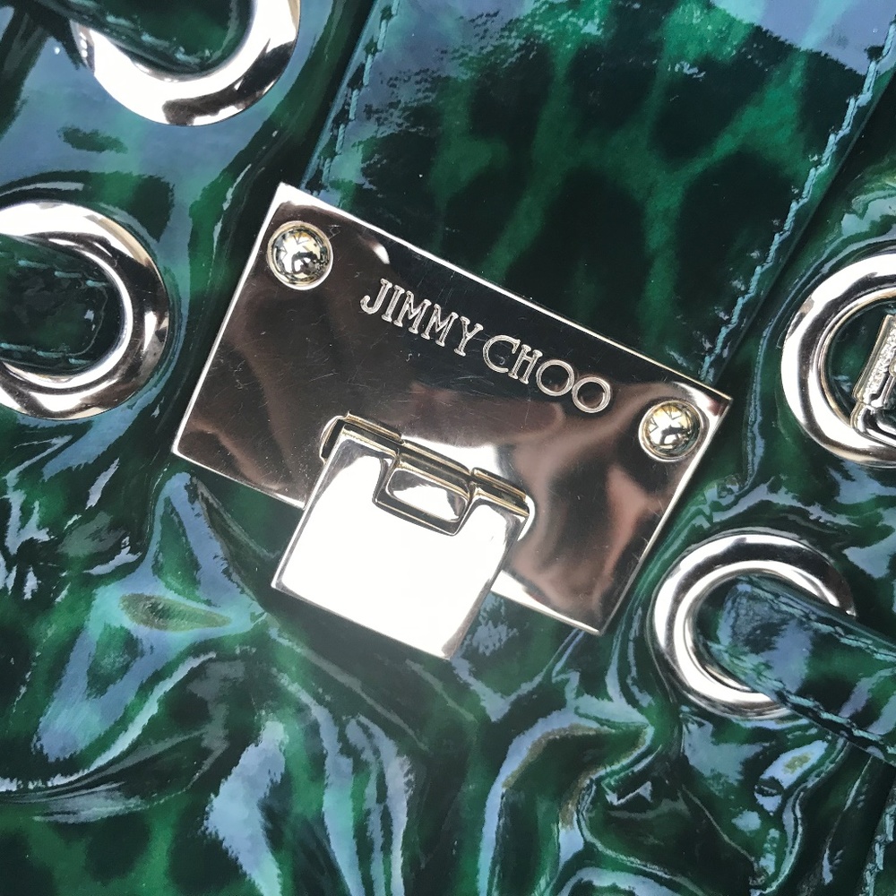 Jimmy Choo Roquette Bag Green Black Leopard Print - Picture 3 of 14